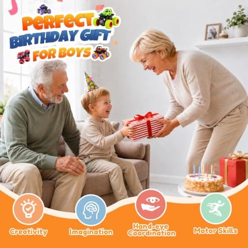 4 Pack Monster Trucks Toys for Boys 2 3 4 5 6 7 Year Old, Friction Powered Pull Back Car Toys for Toddlers Kids Ages 3-5 2-4 4-7, Best Birthday Christmas Party Gift for Boys and Toddlers B07SRZ87DF