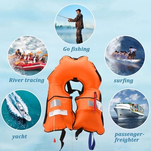 3-Pack 150N Automatic Inflatable Life Jacket – Adjustable Nylon Swim Vest with CO2 Inflation, Reflective Strips & Safety Buckle