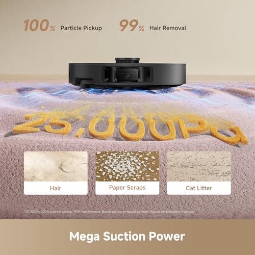 DREAME L40 Ultra Gen 2 Robot Vacuum and Mop with 25,000Pa Suction, Extendable Side Brush and Mop, All-in-One Self-Emptying & Cleaning Dock, Voice & App Control, Black