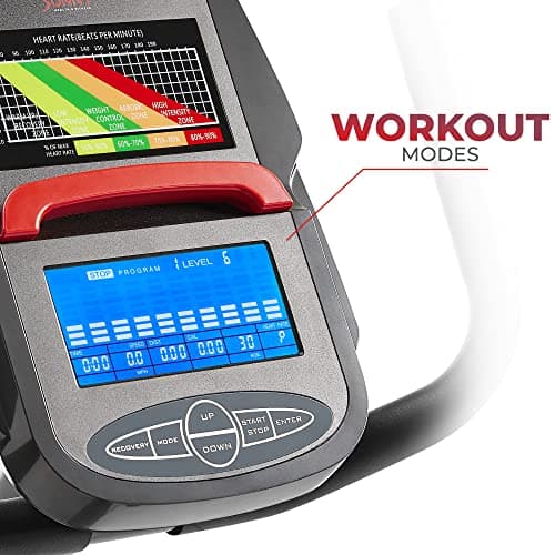 Sunny Health & Fitness Smart Recumbent Bike with Pulse Sensors, Home Cycling Workout Machine w/Cushion Seat & Mesh-Backrest, Free SunnyFit App Connection, Optional Programmable & Electro-Magnetic