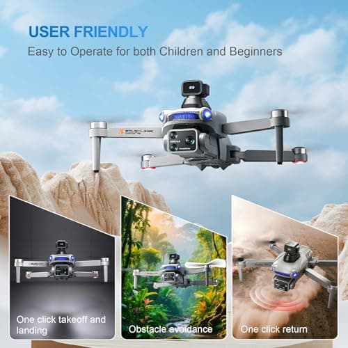 S119 4K Drone with Camera for Adults & Outdoor Aerial Photography, GPS Auto Return, Obstacle Avoidance, Brushless Motor, 5G Screen Remote, 3 Batteries 75 Min Long Flight, Dual Camera 120° Wide-Angle, 2000M Range, 120M Altitude, 120° Wide-Angle FPV Quadcopter (Gray)