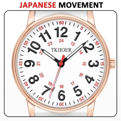 TKIIOER Nurse Watch for Nurse Medical Professionals Students Women Men, 50M Waterproof 12/24 Hour Military Time Luminous Easy Read Dial, Second Hand Watch for Nursing