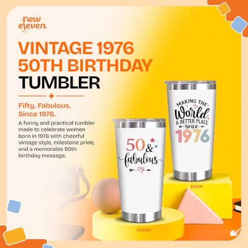 NewEleven 50th Birthday Gifts For Women - 50th Birthday Decorations For Women, Her, Wife, Girlfriend - Gift For Her Turning 50 Year Old - 20 Oz Tumbler B0DH7X6R1J