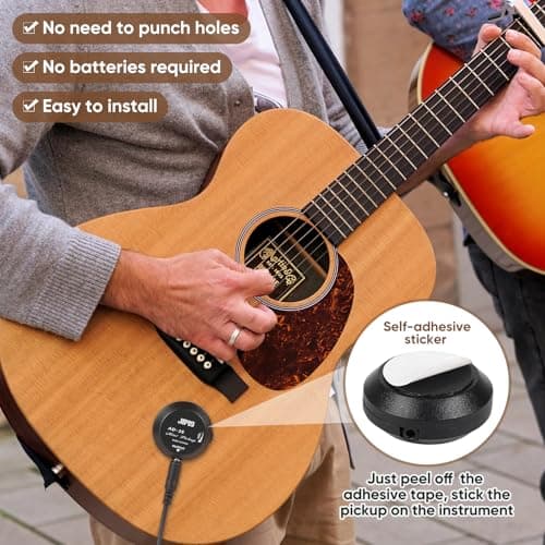 Universal Acoustic Guitar Pickup for Guitar, Ukulele, Mandolin, Violin,Canjo,Kalimba, Handpan,Surface-Adhesive Piezo Pickup with Volume Control