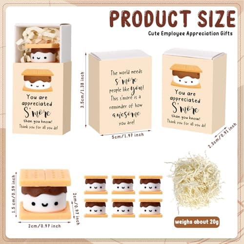 for Food Service Week Customer Service Week Vet Tech, Office Party Favor with Box, Thank You for Coworker Staff Team Teacher Wettarn 24 Sets Employee Appreciation Gifts S'more Gift Bulk, Marshmallow B0DLNH8JPN