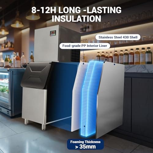 Commercial Ice Maker, 760 LBS/24h with 560 LBS Storage Bin, 156 Ice Cubes Ready in 5-15 min, Self Cleaning Stainless Steel Industrial Ice Machine for Bar Restaurant Cafe