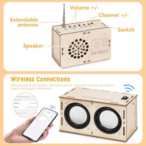 Stem Projects Toys for Boys age 8-12 12-14 Science Kit Building Own Bluetooth Speaker & FM Radio DIY Electronics Kit Science Experiments Kid 9-12 Boy Toys Birthday Gift 8 9 10 11 13 Year Old Teen Girl