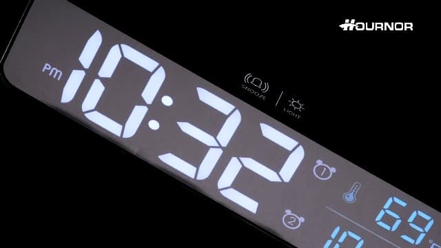 Hournor Digital Clock for Bedroom, Digital Wall Clock for Living Room Decor, Desk Table Clocks, Digital Clock Large Display, Bedroom Smart Alarm Clock for Office Blue
