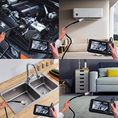 Endoscope Camera with Light, Borescope Camera with 4.3" IPS Screen, 1920P HD with 8 LED Lights, 16.4FT Semi-Rigid Cord Bore Scope, Gadgets for Men & Tools for Men