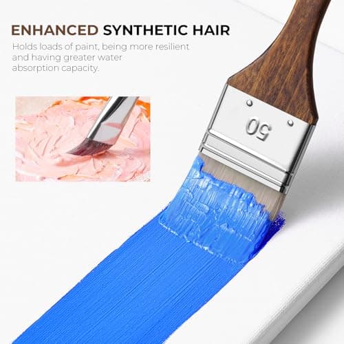 Fuumuui 25pcs Paint Brush Set, Professional 9 Shapes with Wide Flat, Filbert, Fan, Dagger, Cat Tongue, Round, Angle, Rigger for Acrylic Oil Watercolor | Includes Palette Knife & Waterproof Canvas Roll B0CCHK9L7G