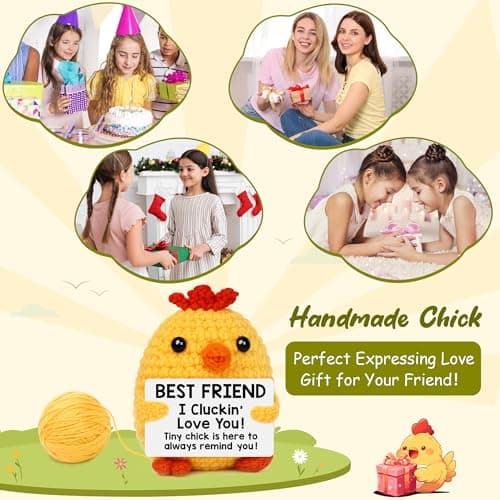 Best Friend Birthday Gifts for Women Friends Graduation Gift Bestie BFF Birthday Gifts I Love You Bestie BFF Friendship Gift Christmas Mothers Day Funny Handmade Crochet Animals Chicken
