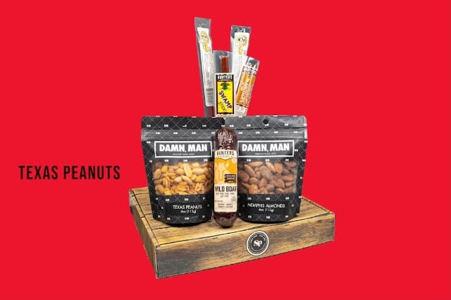 Beef Jerky Gift Basket for Men - Fathers Day, Birthday Gift for Men, Dad - Includes Exotic Jerky Snacks, Alligator, Venison, Boar, Gourmet Nuts, Beef Stick Food Gifts