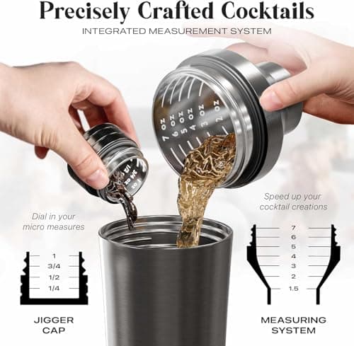 BARE BARREL 27oz Martini Shaker | Built-in Drink Measure System & Strainer, TravelBag, Recipes | Home Bar Bartending Gift Set Insulated Cocktail Shaker | Vacuum Double Wall Stainless Steel (Slate Gray) B0GJG62Q5S