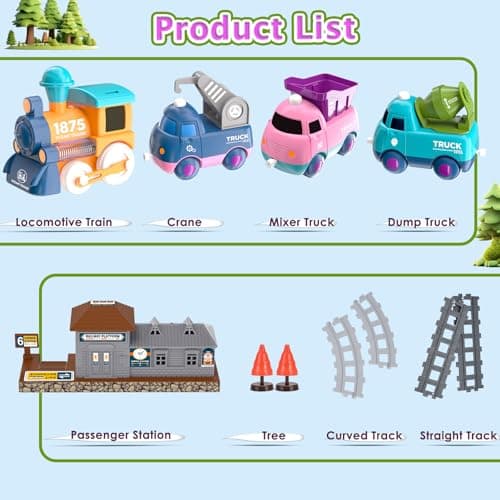 Train Set for Toddler Toys,Electric Train Toy for 3-5 Year Old Boy Gifts, Christmas Trains Set for Kids Ages 4-8 with Music, Light,Tracks,Kid Toys for 4 5 6 Year Old Boy Girl Christmas Birthday Gifts