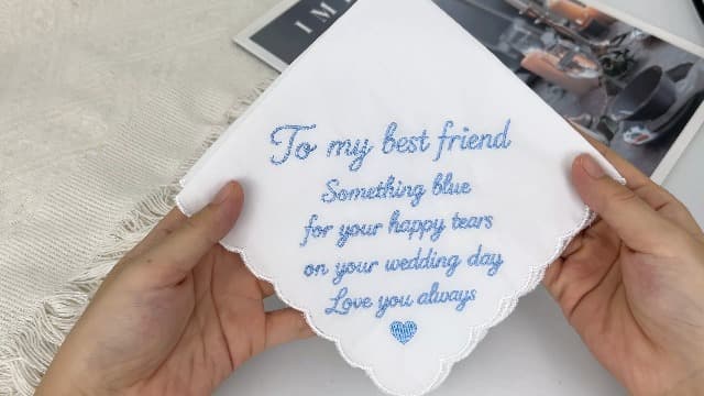 Lamyba Bride Gifts – Something Blue Gift for Bride Groom Mother/Father of the Bride, Mother in Law Handkerchief, (Blue/White) B0H2641W6W