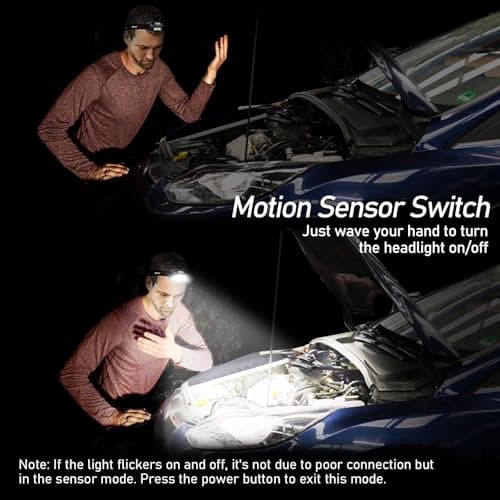 Blukar LED Headlamp Rechargeable,2000L High Lumen Super Bright Dimmable Headlight Flashlight with Motion Sensor- 8 Modes,Spotlight&Floodlight,IPX5 Waterproof for Camping,Hiking,Running,Fishing -2 Pack