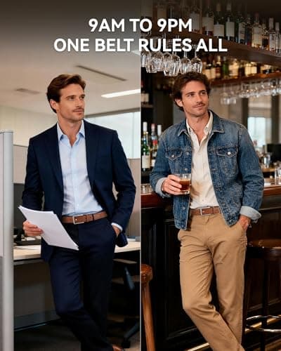 CHAOREN Leather Dress Belt Men 2 Pack - 1 3/8" Mens Belts for Work Business Casual Jeans