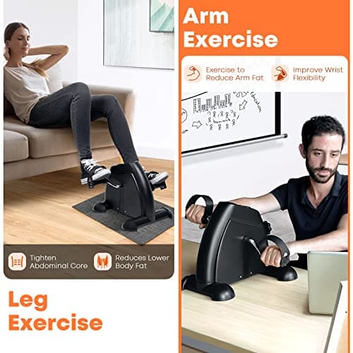 Mini Exercise Bike, AGM Under Desk Bike Pedal Exerciser Foot Cycle Arm & Leg Pedal Exerciser with LCD Screen Displays