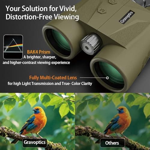 Rangefinder Binoculars for Hunting, 1968 Yard Long Range Laser Rangefinding 10x42mm, Fast 0.15s IP65 Waterproof ±0.5m Accuracy Range Finder Built in for Hunter/Outdoors