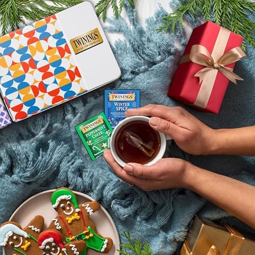 Twinings Christmas Holiday Variety Tea Bag Pack (40 Count) 4 Flavours Include Christmas Tea, Winter Spice, Gingerbread Joy, Peppermint Cheer, Seasonal Gift for Her, Him, Family, Friends B0DZ3153N8