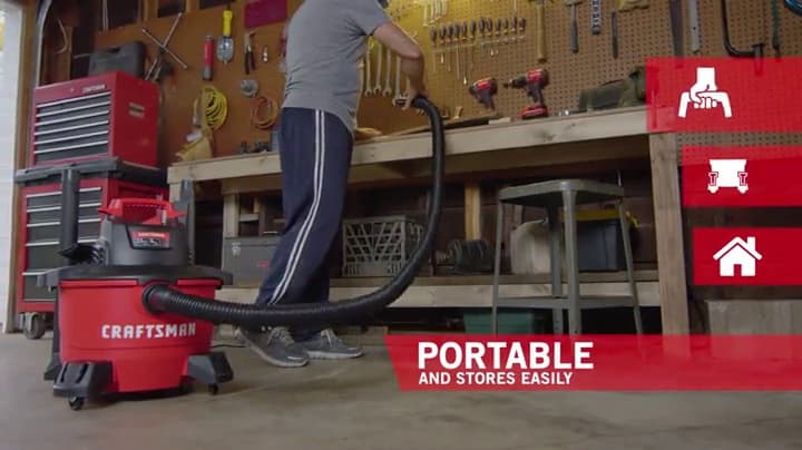 CRAFTSMAN CMXEVBE17584 6 Gallon 3.5 Peak HP Wet Dry Vac, Portable Shop Vacuum Wet and Dry with Filter, Dust Bag, Hose and Attachments for Home, Garage and Automotive Cleaning