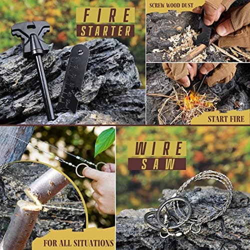 TRSCIND Gifts for Men Husband Dad Christmas, Survival Kit, Emergency Survival Gear and Equipment 14 in 1, Stocking Stuffers Birthday Gifts for Him Boyfriend, Hunting Fishing Camping Accessories, Cool Gadget