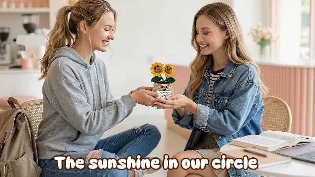 Friendship Gifts For Women, Friend Gift Ideas, Emotional Support, Sunflower Decor, Handmade Keepsake, Soft Yarn Texture OASSIE Best Friend Birthday Gifts for Women - Positive Crochet Sunflower B0FNVGXPQ1