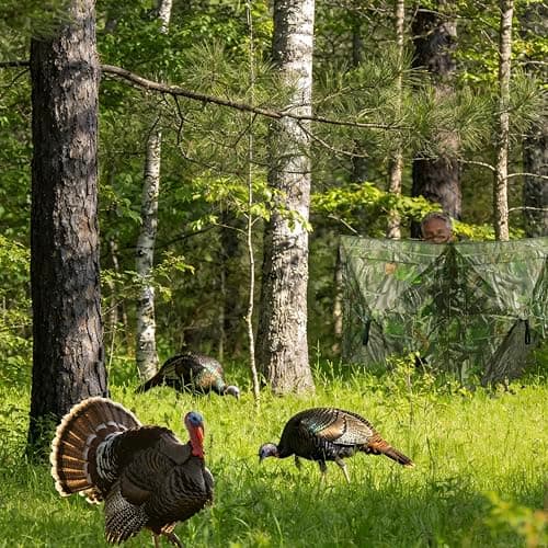 Hunting Blind for Turkey, 3-Panel See-Through Turkey Blind, Full 360° Visibility Pop Up Ground Blind