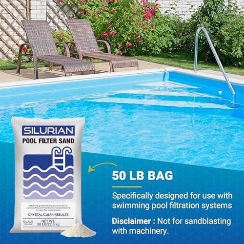U.S Silica Silurian 20-Grade Silica Quartz Filter Sand for Pool Pump System, 50 lb Bag - White Filtration Media for Crystal Clear and Cleaner Water in Inground & Above Ground Swimming Pools