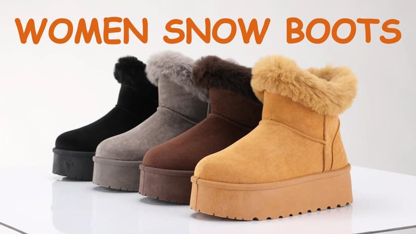 SHIBEVER Women's Snow Boots Winter: Suede Fur Lined Waterproof Anti-Slip Furry Platform Women Ankle Snow Boots