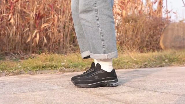 AOV Wide Toe Box Running Shoes Women Arch Support Walking Sneakers for Plantar Fasciitis Athletic Tennis Orthotic Shoes for Workout Gym Black Size 8