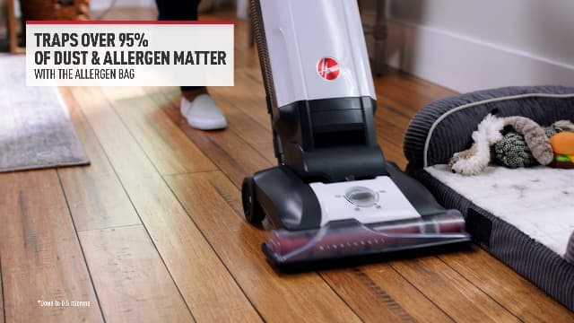 Hoover Complete Performance Corded Vacuum Cleaner, Bagged Vacuum Cleaner, Traps 99% of Dust Matter, Wide Cleaning Path, Includes Pet Upholstery Tool, Powerful Vacuum Cleaners for Home Use