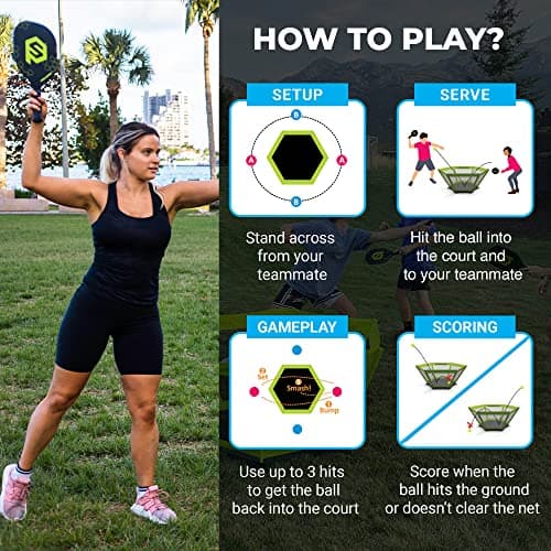 PaddleSmash - Pickleball Yard Game As Seen on Shark Tank - Beach, Backyard, Tailgate & Lawn, Outdoor Activities for Adults and Family - Easy Assembly