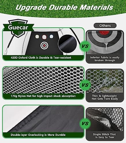 Golf Net, 10x7ft Practice Net with Tri-Turf Mat, All-in-1 Home Golf Hitting Aid for Backyard Driving Chipping Swing Training, Black