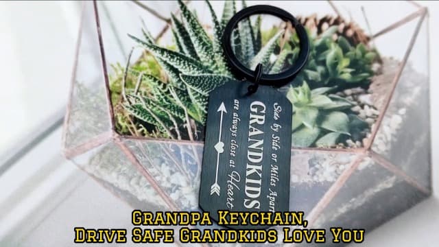 ENGZHI Grandpa Birthday Gifts Grandpa Keychain - Drive Safe I Love You Gifts from Grandkids - Grandfather Fathers Day Christmas Keepsake