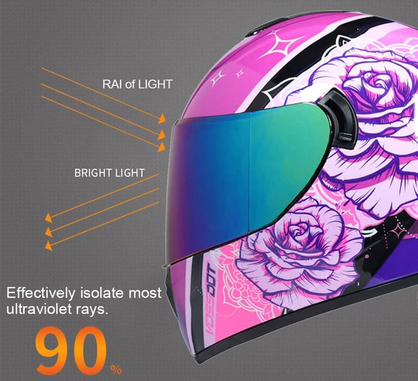 Full Face Motorcycle Helmet DOT Approved Motorbike Moped Street Bike Racing Crash Helmet, Men and Women