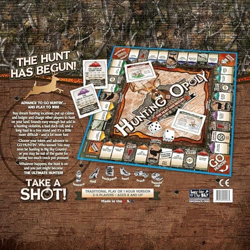 Late for The Sky Hunting-Opoly Board Game – Hunting Strategy Family Property Trading Game for 2–6 Players, Ages 8+, Tokens, Cabins & Lodges