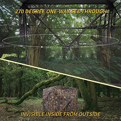 FUNHORUN Hunting Blind 270/360 Degree See Through Ground Blind with Carrying Bag, 2/3/4 Person Pop Up Camouflage Tent Portable Concealed Shelter