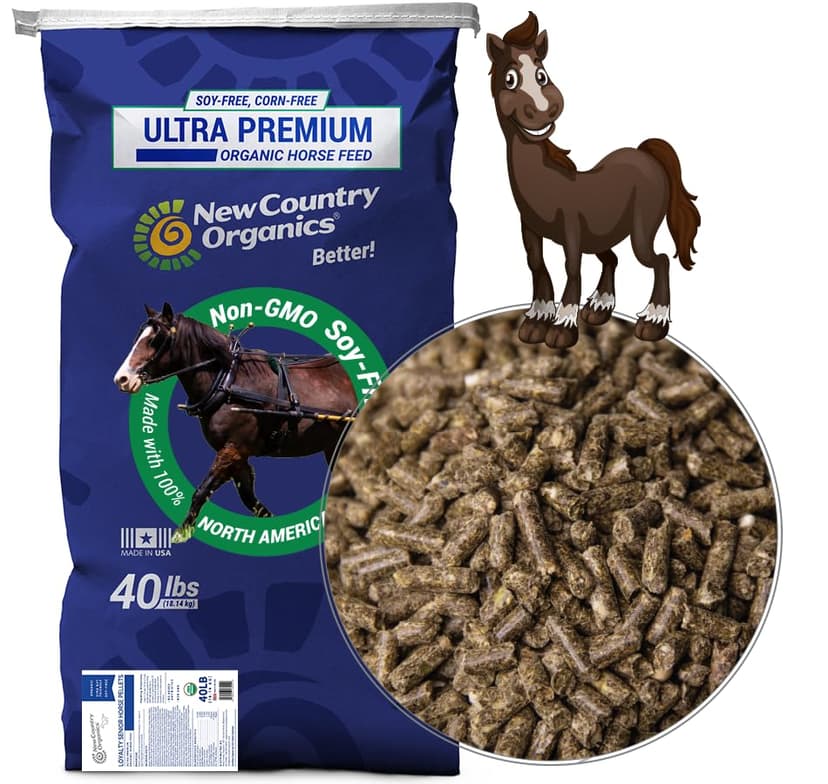 New Country Organics | Loyalty Senior Horse Pellets for Horses 15+ Years Old | Corn-Free and Soy-Free | 16% Protein | Certified Organic and Non-GMO | Nutrition for Senior Horses 40 lbs | Grain Feed