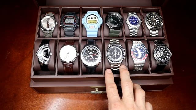 KAMIER High End Watch Box for Men, 12 Slot Wooden Watch Case With Drawer, Watch Display Box with Glass Lid, 2-Layer Watch Holder for Jewelry and Watch Storage for Men Women , Ideal for Gift (With Gift Box)