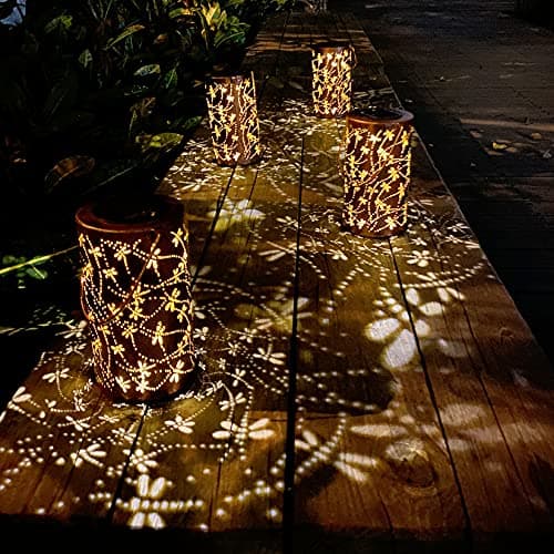 Christmas Gifts For women,Solar Lanterns Outdoor Hanging Lantern Lights, Dragonfly Hollowed-Out Metal Decor Lantern, Waterproof LED Decorative Garden Light - Delicate Garden Decoration for Patio, Yard