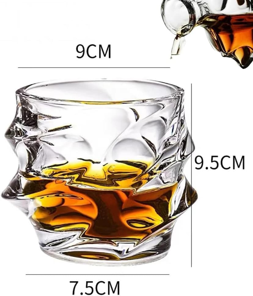 Storm Japanese Crystal Whisky Glass, Old Fashioned Whiskey Glasses, Bourbon Gifts for Men, Unique Stemless Wine Glass Set (4PCS)