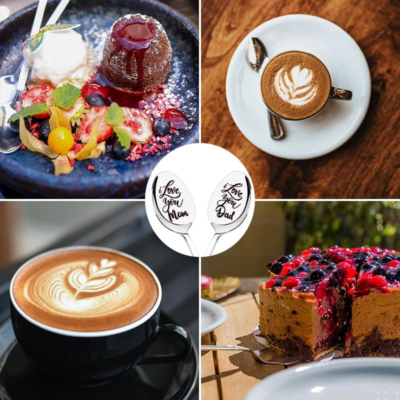 Parent Anniversary Birthday Gifts for Parents I Love Mom And Dad Coffee Spoons Gift for Mother Father Retirement Gifts for Women Men Mommy Daddy Christmas Gifts for Mom Dad from Daughter Son