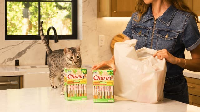 INABA Churu Cat Treats, Grain-Free, Lickable, Squeezable Creamy Purée Cat Treat/Topper with Vitamin E & Taurine, 0.5 Ounces Each Tube, 20 Tubes, Seafood Variety Box