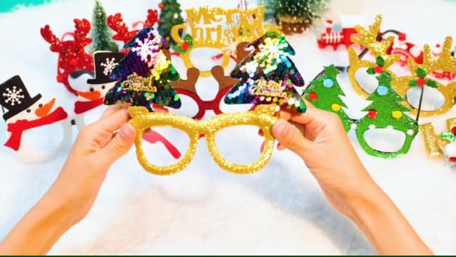 Max Fun 12Pcs Christmas Glasses Glitter Holiday Party Glasses Frames Christmas Decoration Accessories Costume Eyeglasses for Christmas Parties Holiday Favors (One Size Fits All)