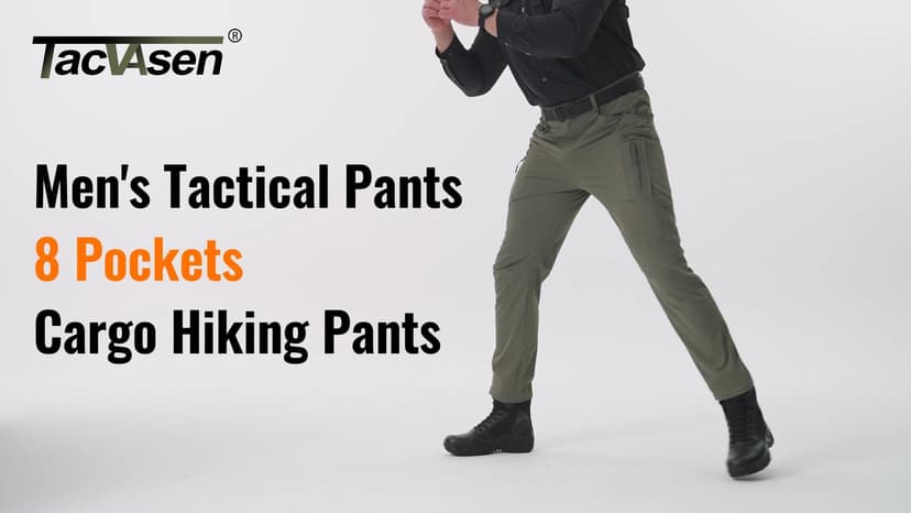 TACVASEN Men's Lightweight Hiking Tactical Pants Waterproof Quick Dry Cargo Work Rain Outdoor Pants 8 Pockets