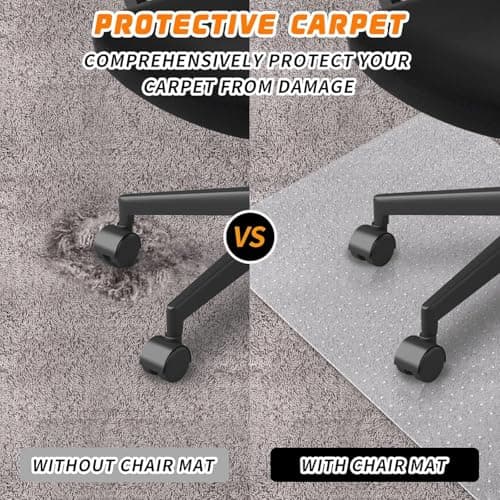 Office Chair Mat for Carpeted Floors, Desk Mats 48"X30" for Rolling Desk on Low Pile Carpets, Small Computer Gaming Plastic Floor Mats for Office Chair on Carpet, Easy Glide Without Curling