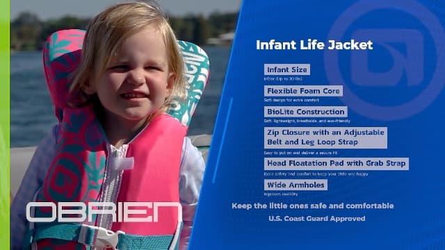 O'Brien Infant Neoprene US Coast Guard Approved Life Jacket for Lakes, Pools, Boating, Paddle & Swimming