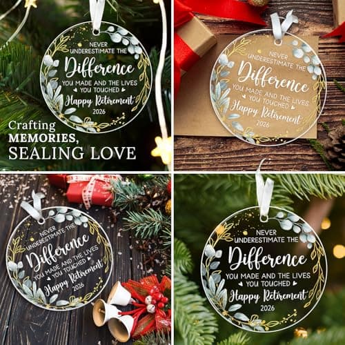 HEXMOZ Retirement Gifts - Retirement Gifts for Women, Men 2025 - Retired Ornament 2025 - Retired Gift for Coworker, Boss, Employee, Teacher, Nurse, Woman, Man - Acrylic Christmas Ornament Keepsake