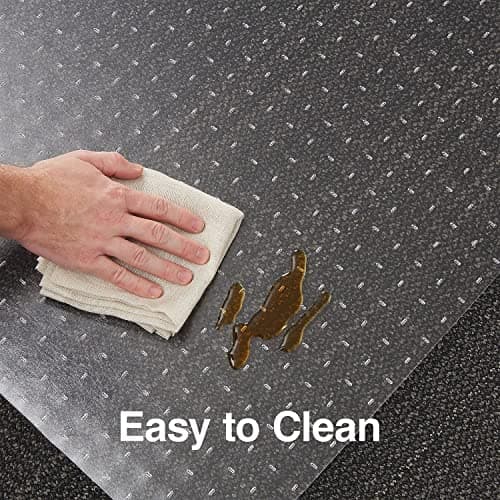 Staples Office Chair Mat, Clear Floor Mats with Lip, Flat-Pile Carpets, Extended Under-Desk Coverage, 53 x 45 Inch, Smooth Glide